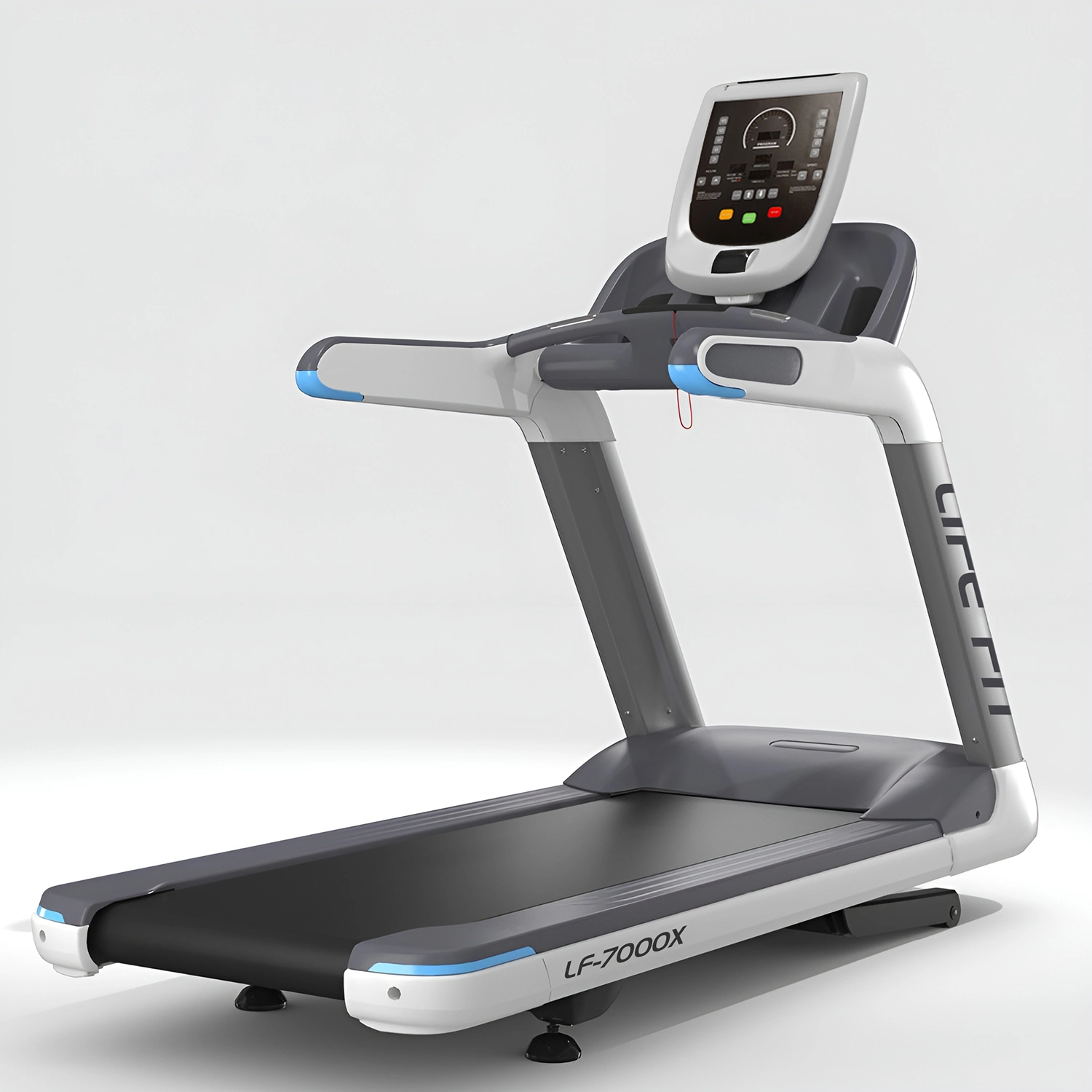 Life Fit LF-7000X commercial-grade treadmill shown from a three-quarter angle against a white background, highlighting its professional design and large LED display.