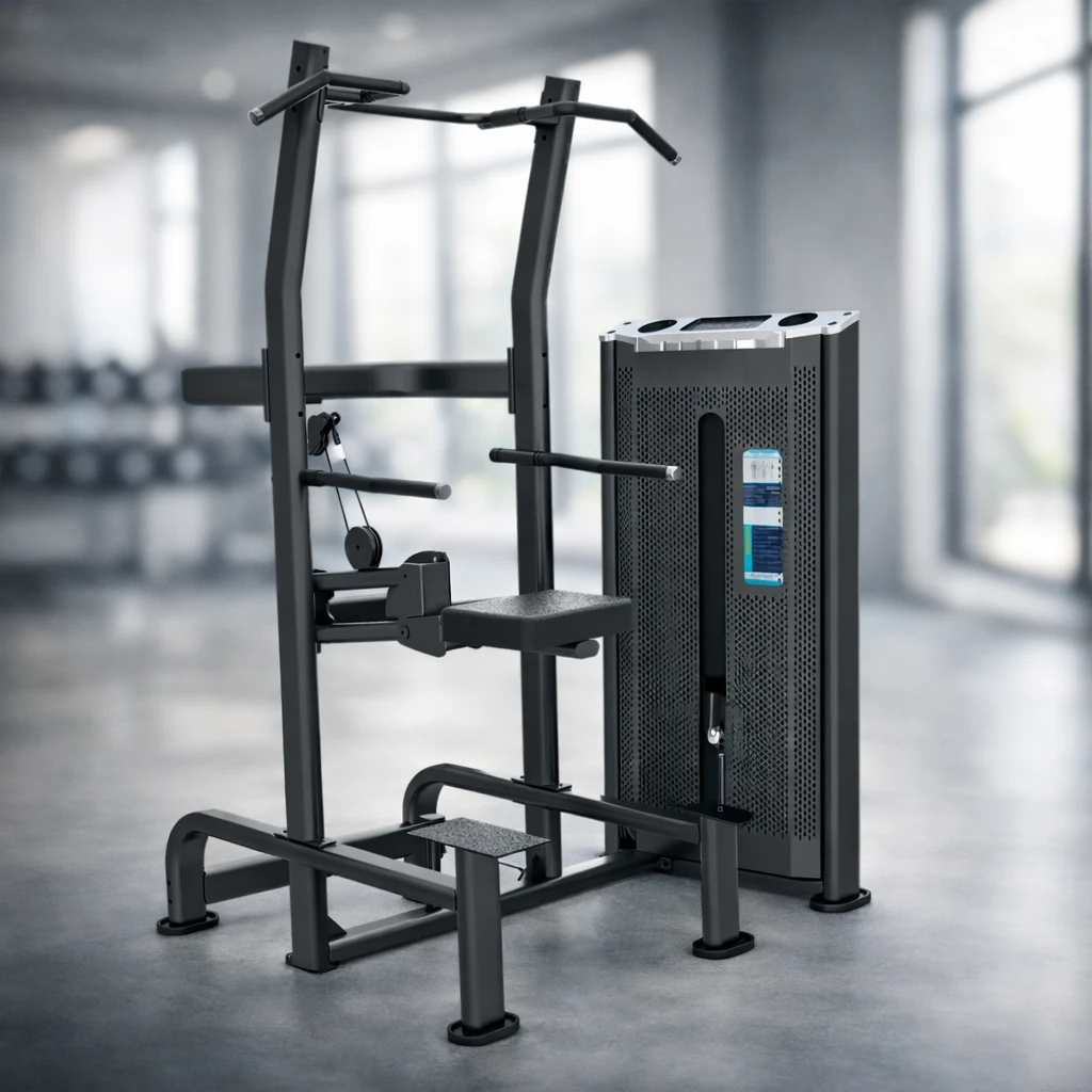 Commercial assisted chin dip machine for pull-up and dip training