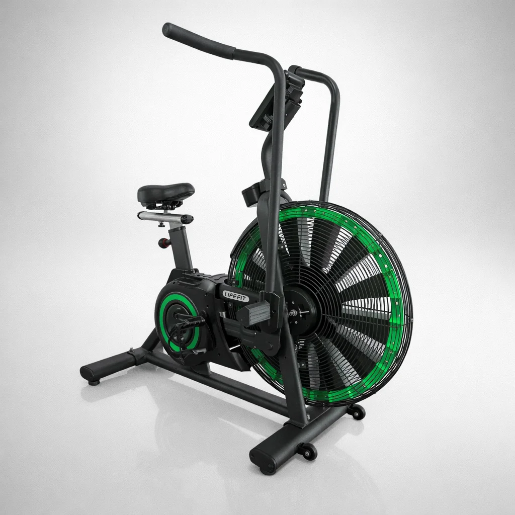 LIFE FIT air bike, a commercial-grade fan bike for intense cardio workouts.
