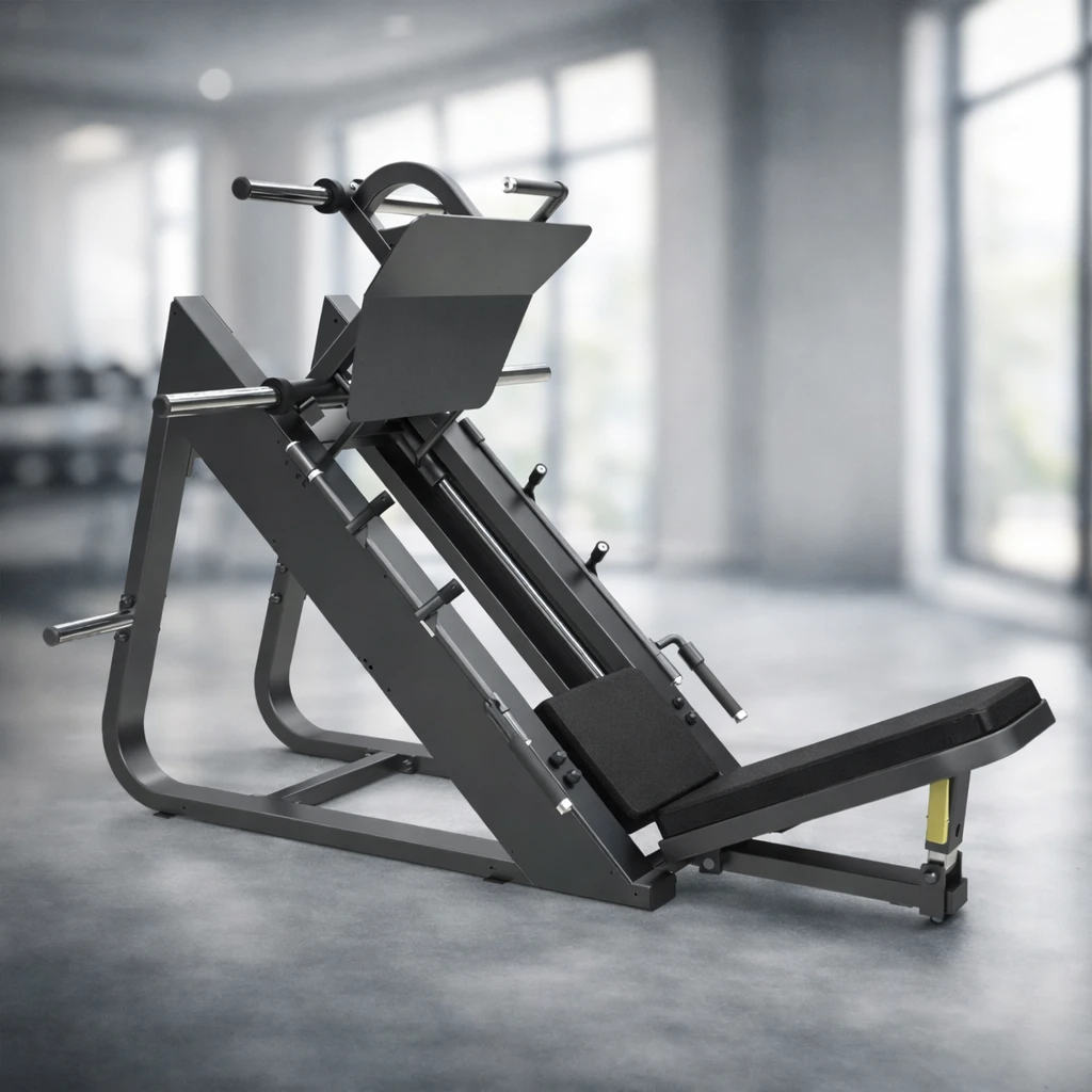 Commercial leg press machine for lower body strength training in gym