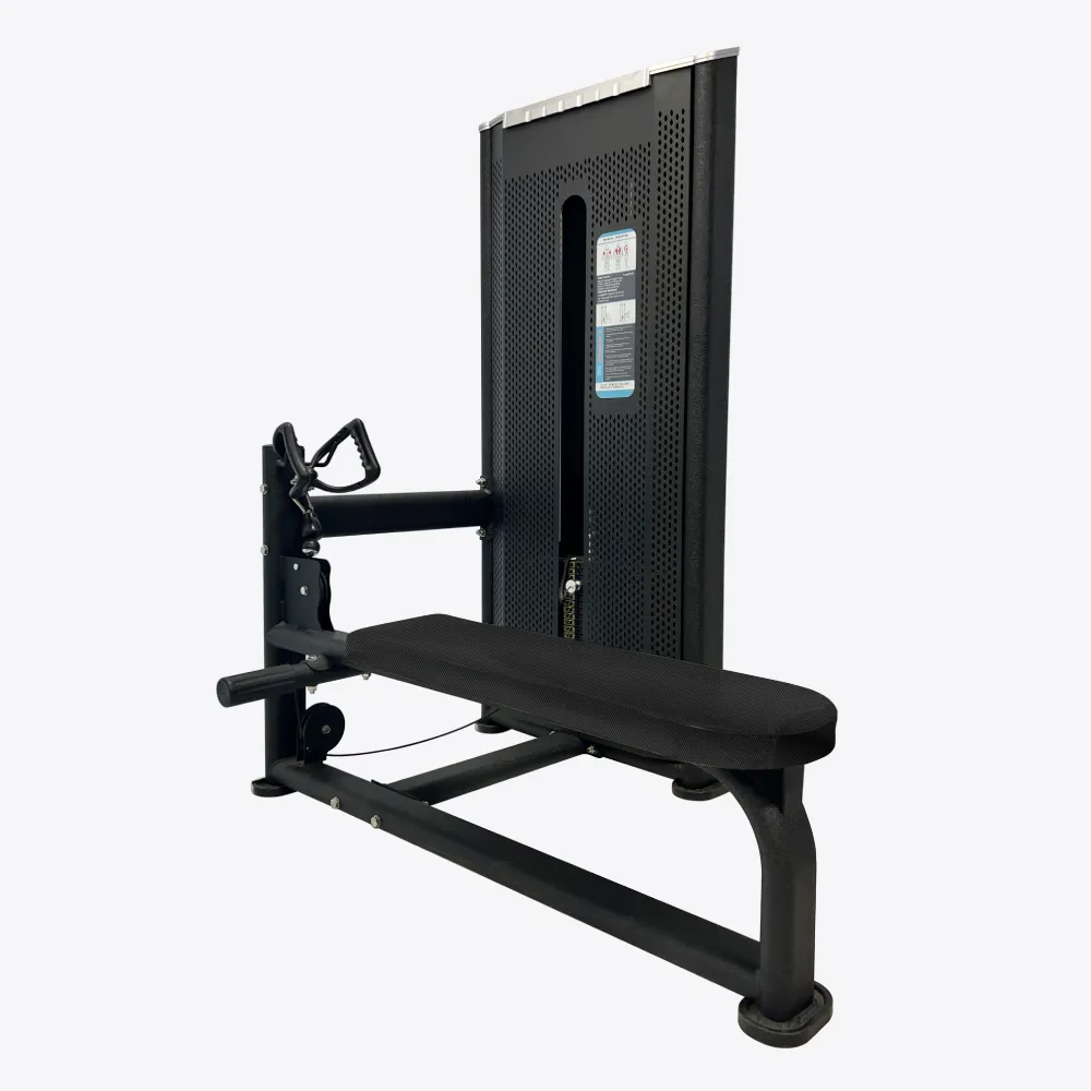 LIFE FIT Alpha seated row machine with black padded bench, dual grip handles, enclosed weight stack, and commercial gym frame.