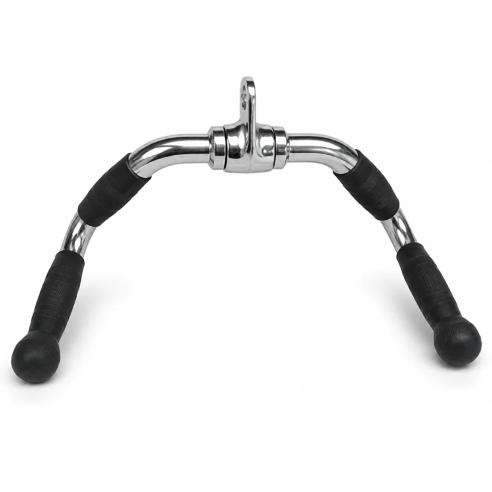 LIFE FIT multi purpose close grip cable attachment with chrome curved body and black textured rubber grips