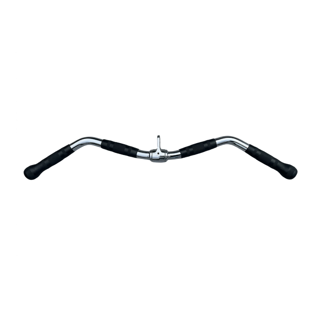 LIFE FIT revolving EZ curl bar cable attachment with chrome finish, black rubber grips and center swivel hanger