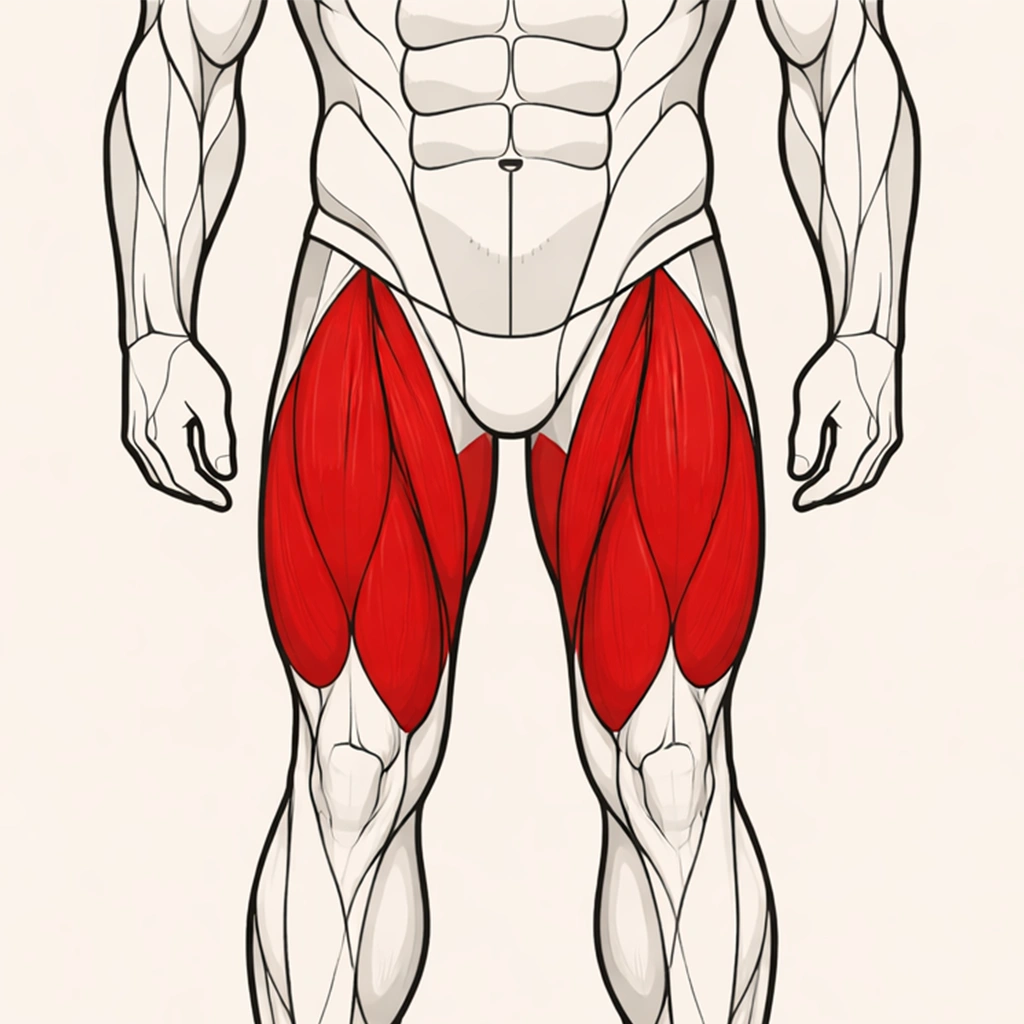 Quad exercises category illustration highlighting the quadriceps muscles.