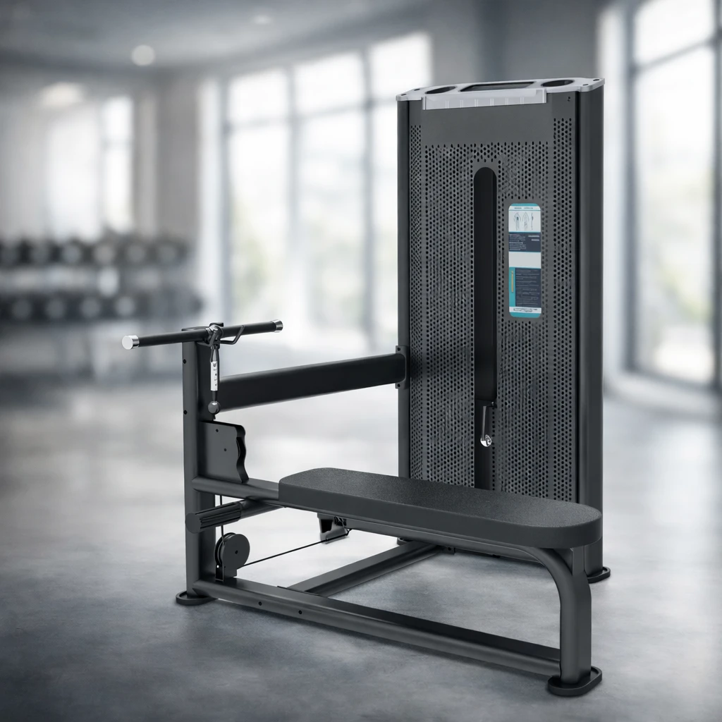 Commercial seated row machine for back strength training in gym